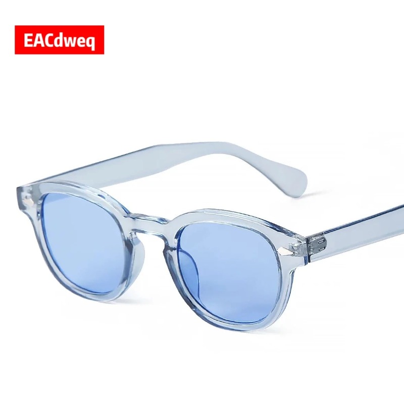 Men'S Fashion Round Glasses - Kacamata Hitam Bulat Biru Transparan Modis