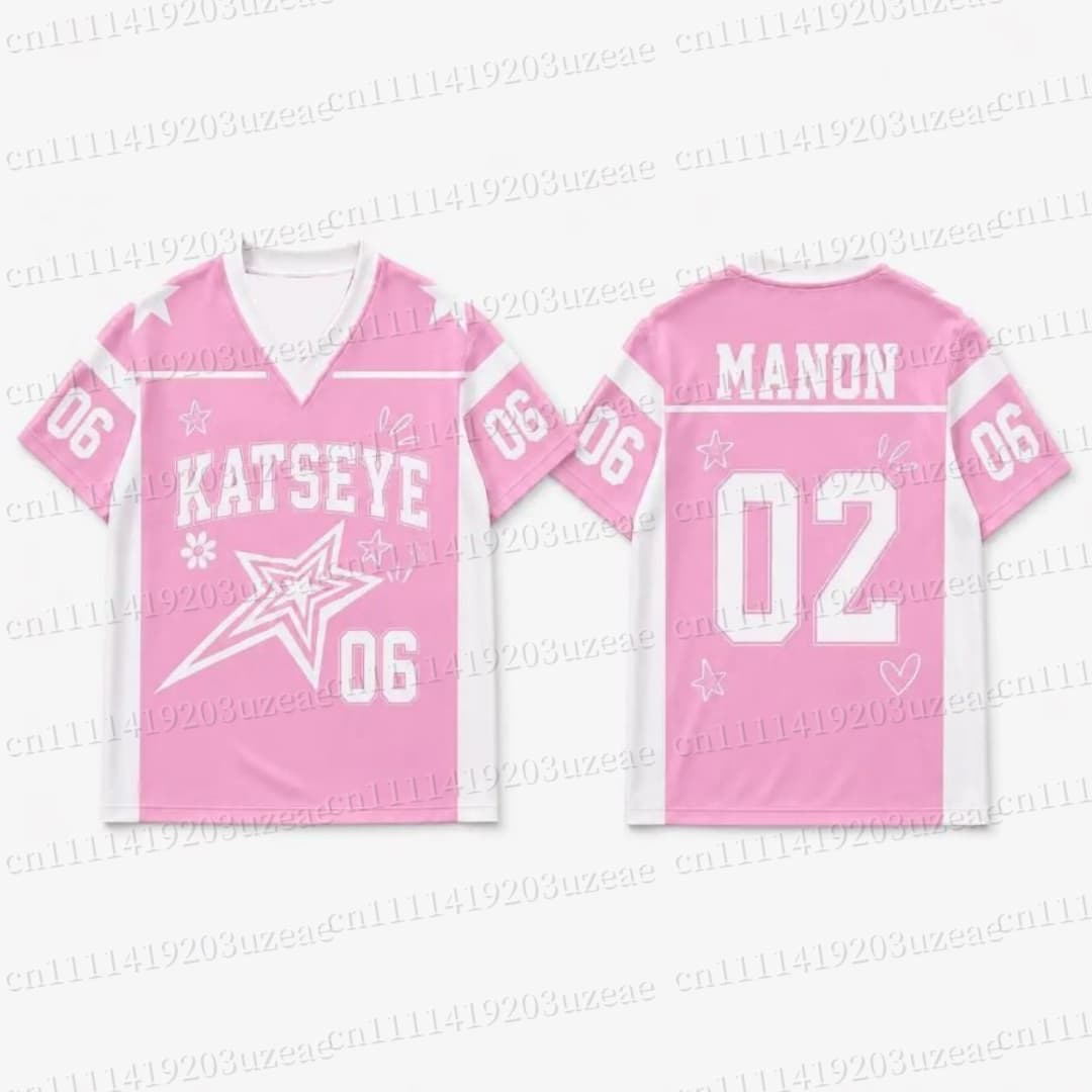 Men'S Fashion Aesthetics - Kaos Grafis Bintang Pink KATSEYE, Pakaian