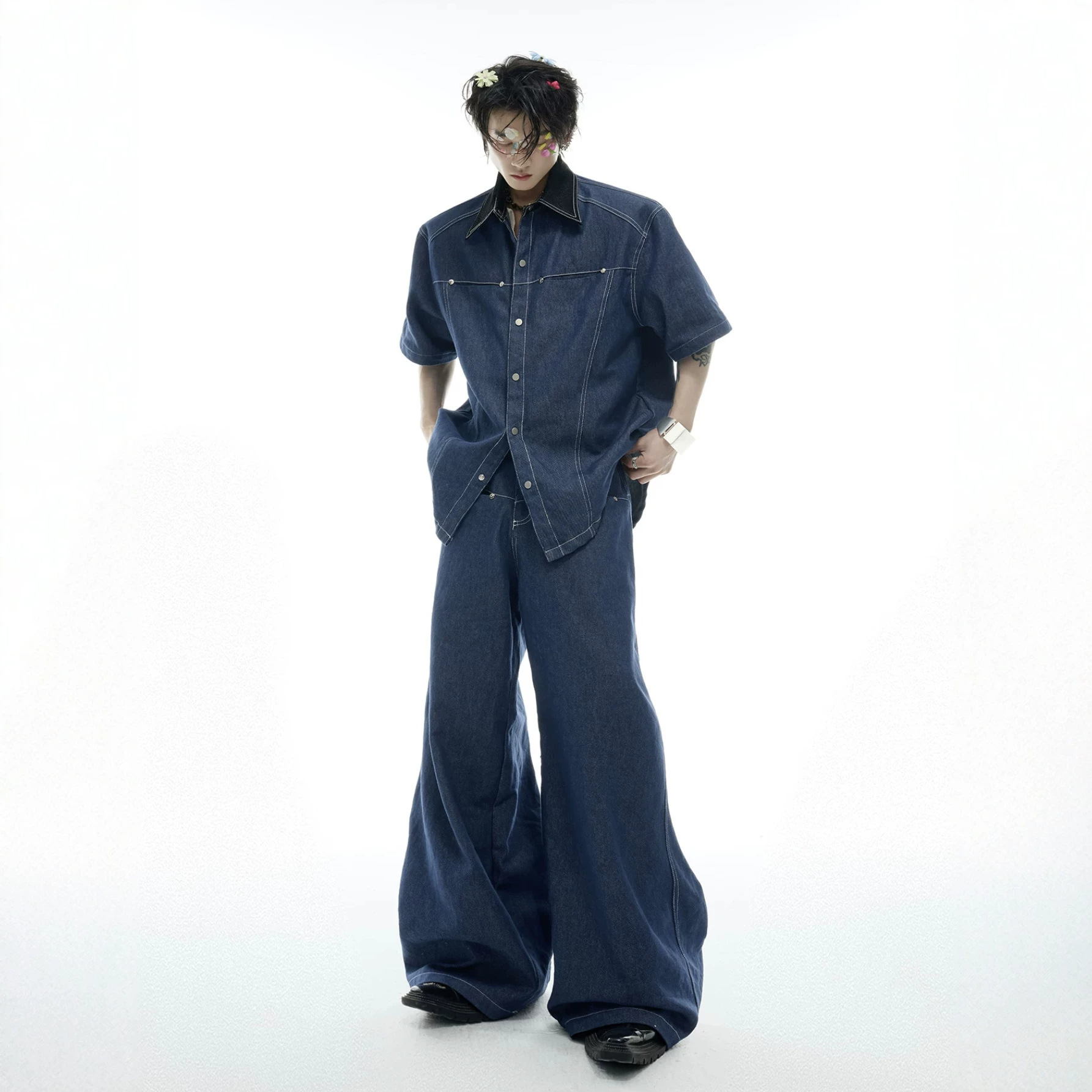 Men'S Fashion Jeans - Set Denim Pria Musim Panas Gaya