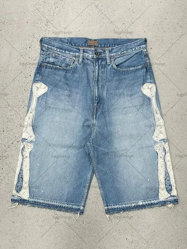 Mens Fashion Denim - Deeptown Y2k Celana Pendek Denim Harajuku