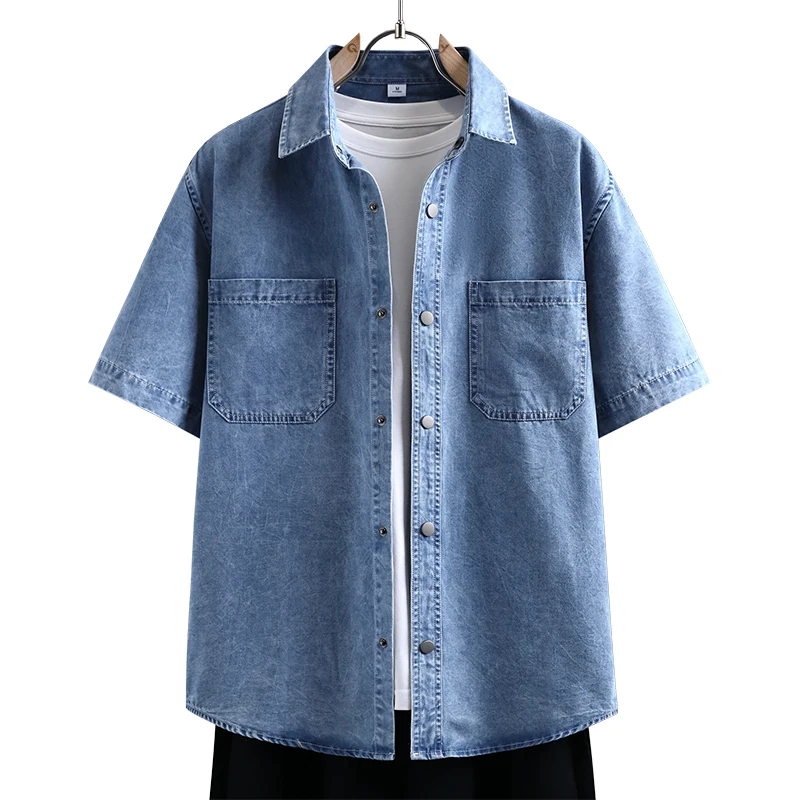 Mens Fashion Denim - Kemeja Denim Tipis Pria Mode Musim