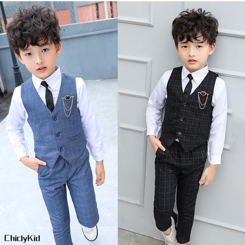 Formal Waistcoat Vest - Blazer Rompi Kotak-kotak Anak Laki-laki Setelan