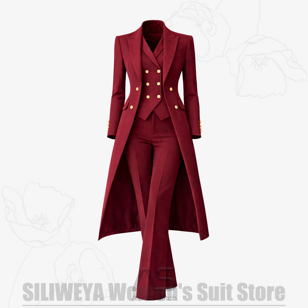 Formal Waistcoat Vest - Setelan Wanita 3 Potong Jas Panjang