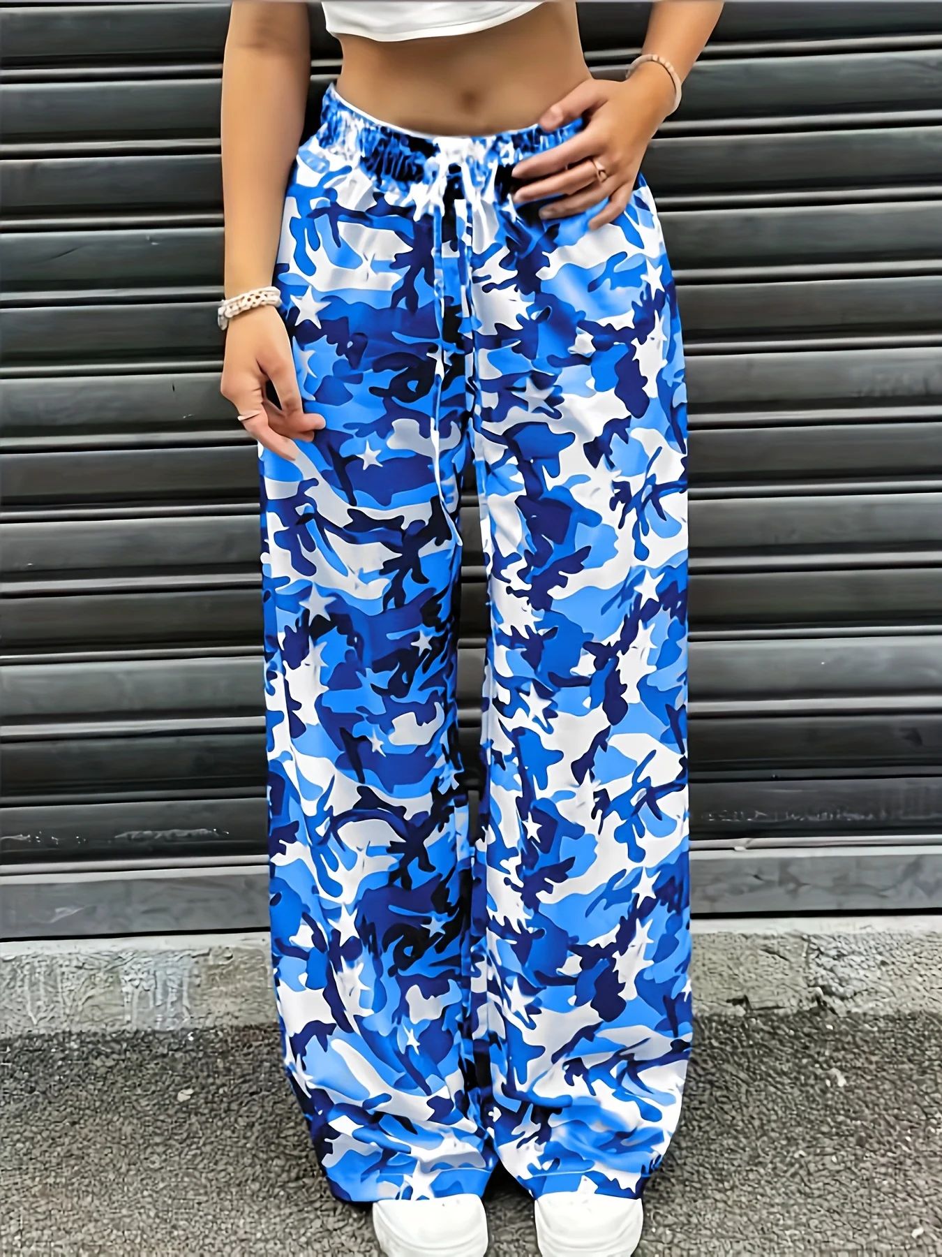 Mens Fashion Camo Pants - Celana Panjang Lebar Motif Camo Biru