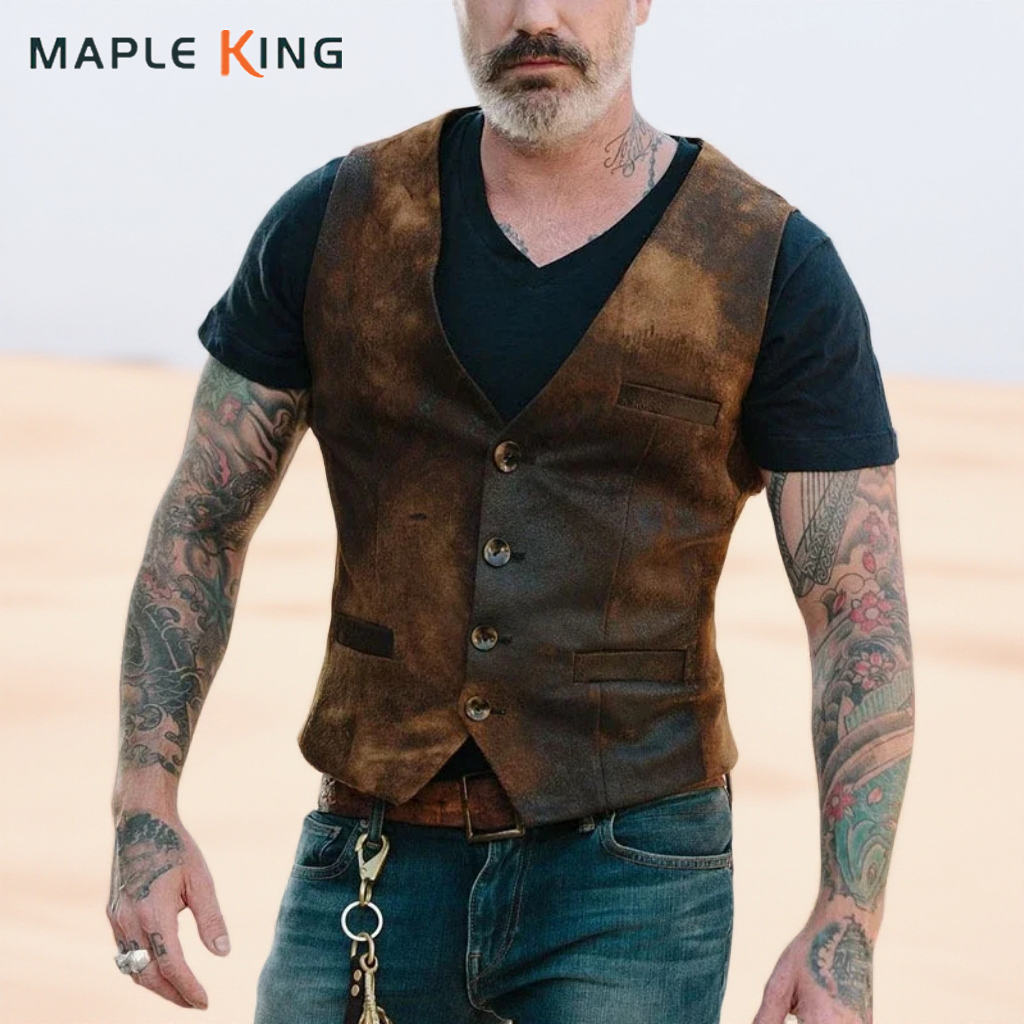 Men Fashion King - Jaket Rompi Kasual Pria Kancing Sebaris