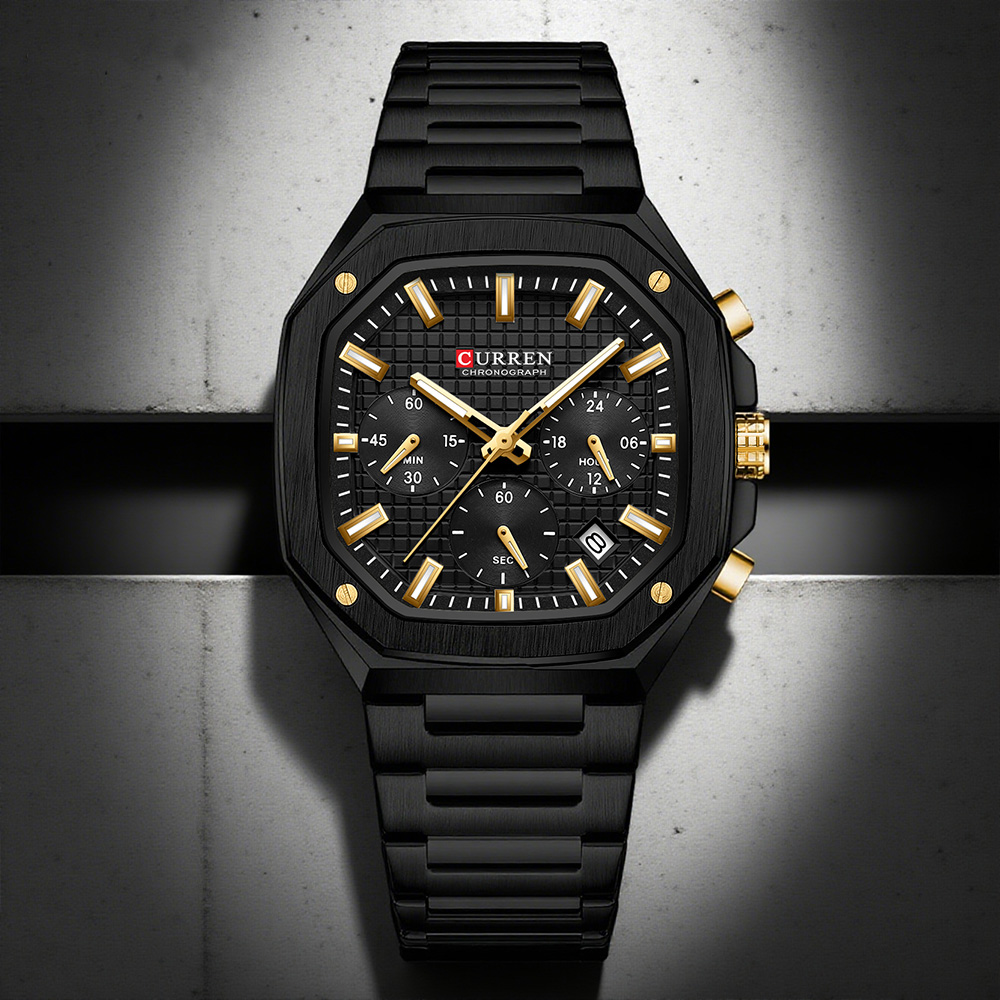 Mens Fashion Bracelet - CURREN Jam Tangan Chrono Persegi Mewah