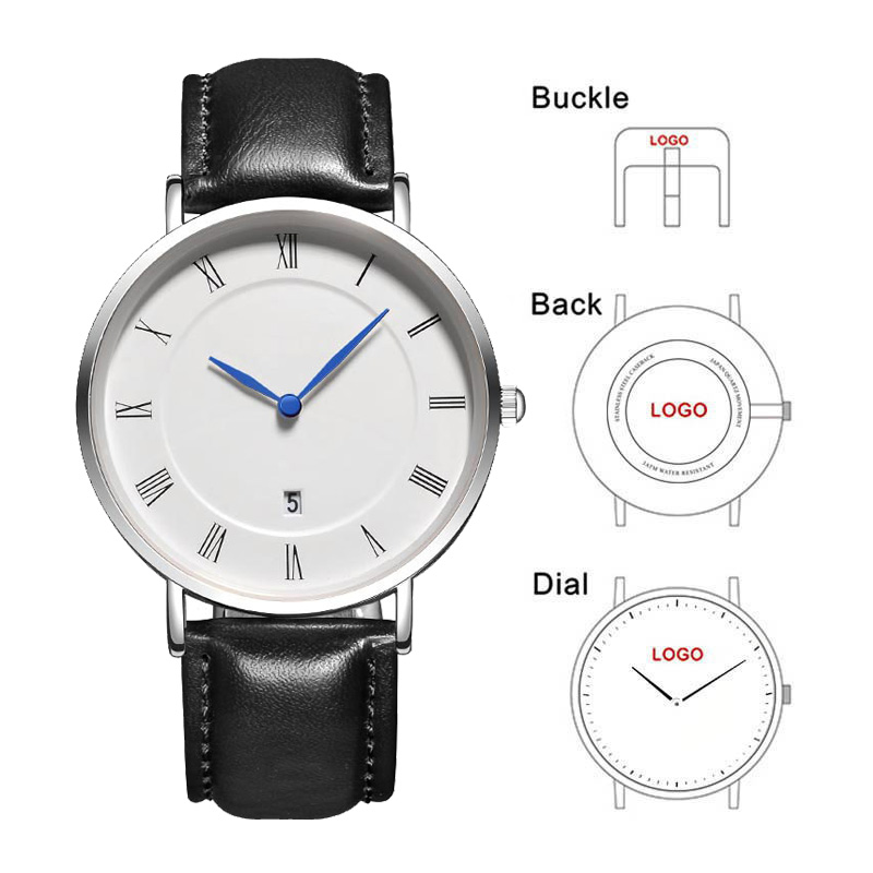 Men'S Fashion Round Glasses - B-8210A Jam Tangan Pria Sederhana dengan