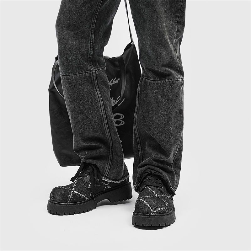 Mens Fashion Denim - Sepatu Derby Denim Pria Musim Gugur,