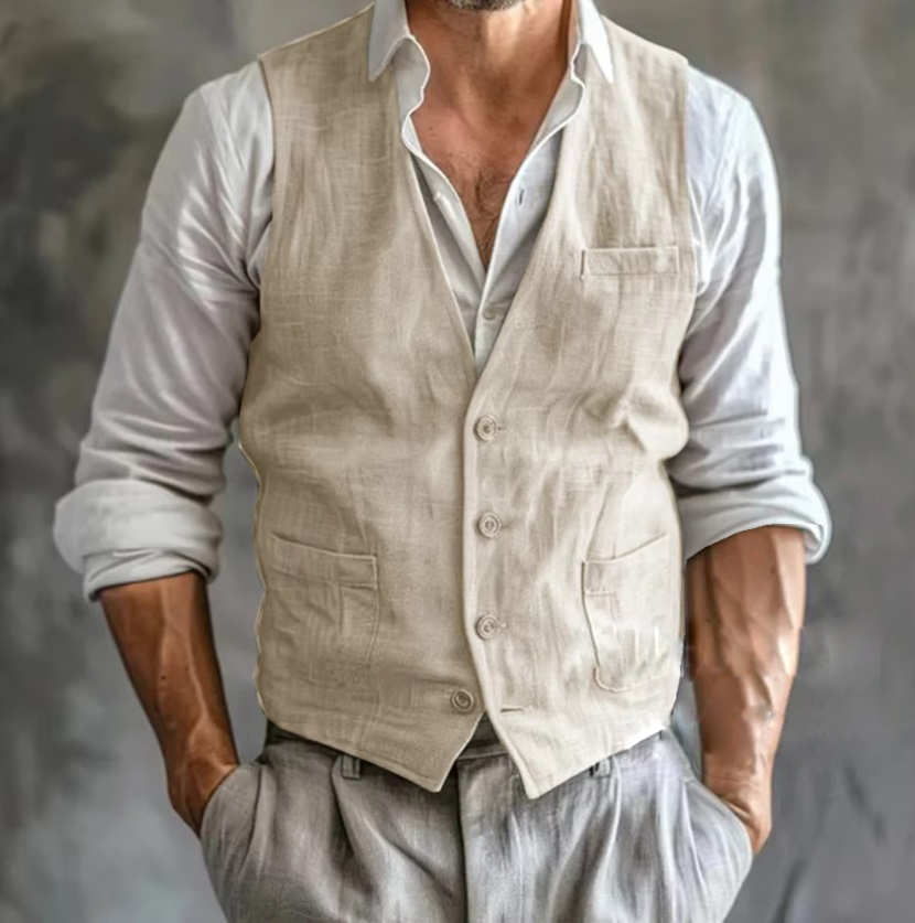 Rompi Linen pria, rompi musim  - Formal Waistcoat Vest ulasan dan harga