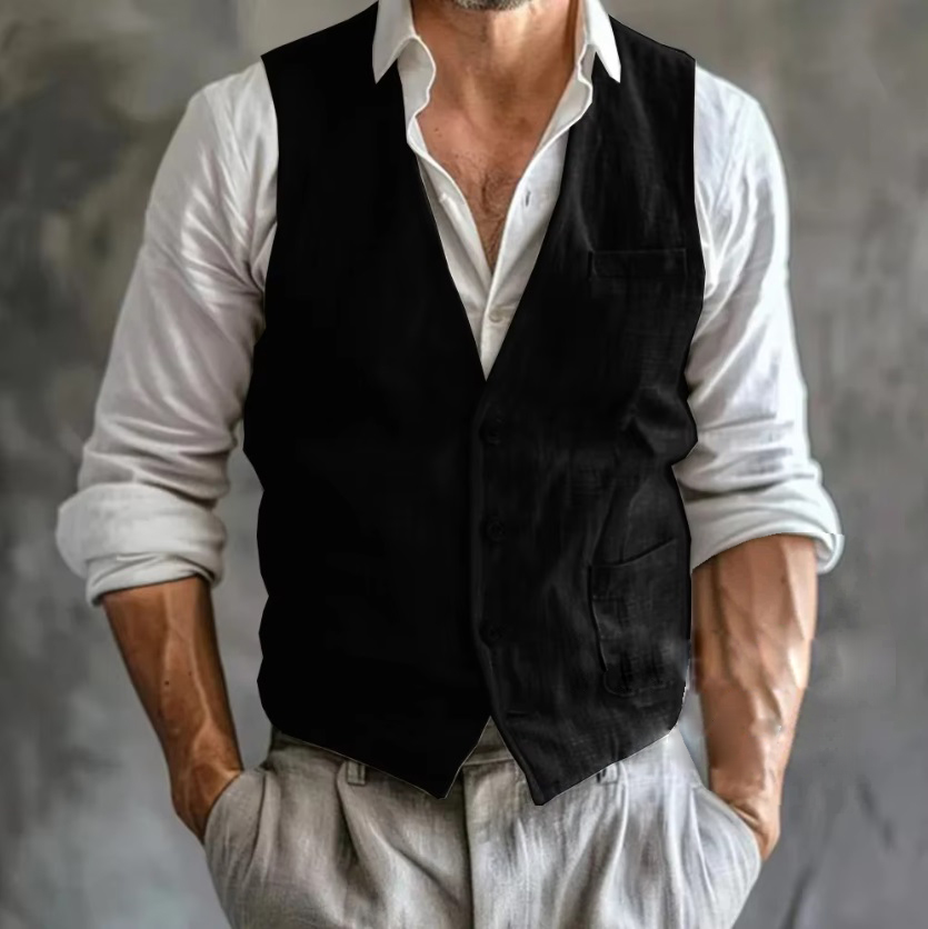 Rompi Linen pria, rompi musim  - Formal Waistcoat Vest ulasan dan harga