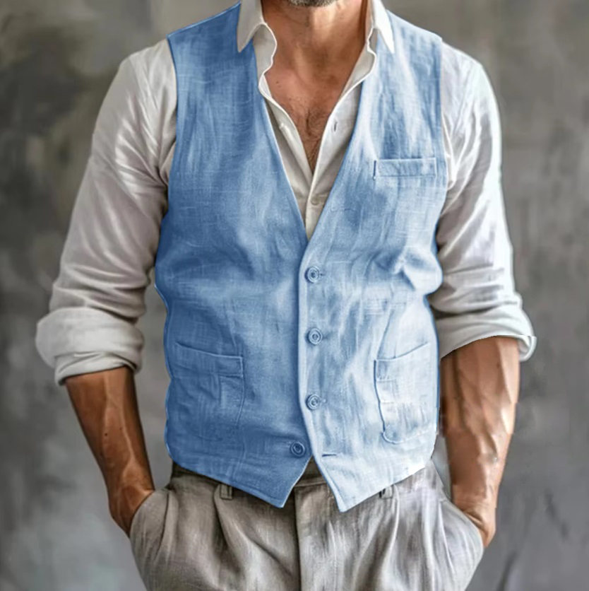 Rompi Linen pria, rompi musim  - Formal Waistcoat Vest ulasan dan harga