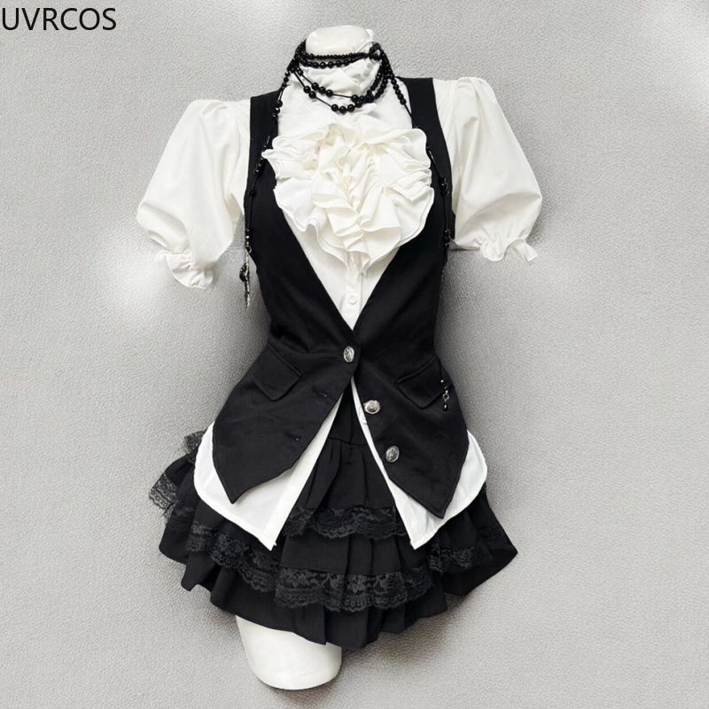 Y2k Kemeja Lengan Puff Kerut W - Formal Waistcoat Vest ulasan dan harga