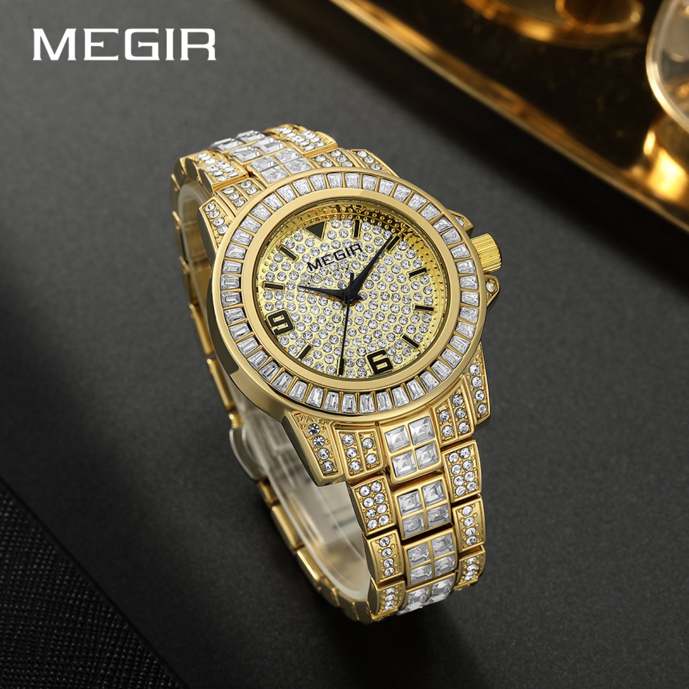 MEGIR Jam Tangan Berlian Mewah - Mens Fashion Bracelet ulasan dan harga