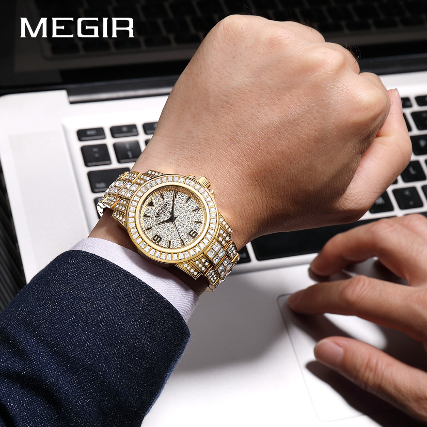 MEGIR Jam Tangan Berlian Mewah - Mens Fashion Bracelet ulasan dan harga