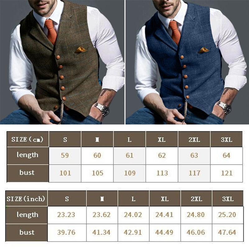 Rompi Pria Mode Kerah Jas Wol  - Formal Waistcoat Vest ulasan dan harga