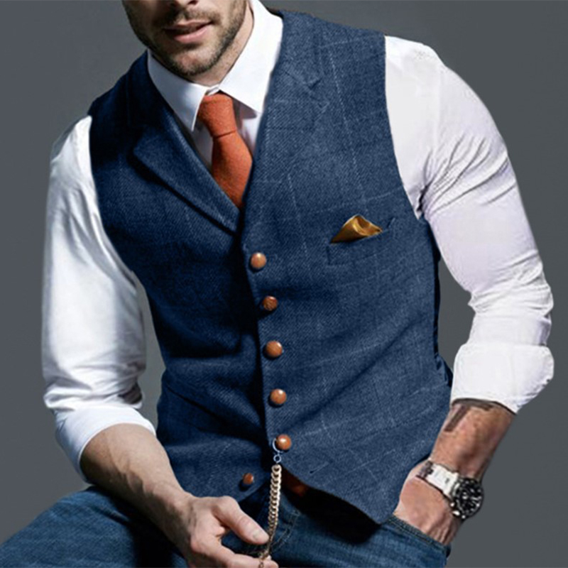 Rompi Pria Mode Kerah Jas Wol  - Formal Waistcoat Vest ulasan dan harga