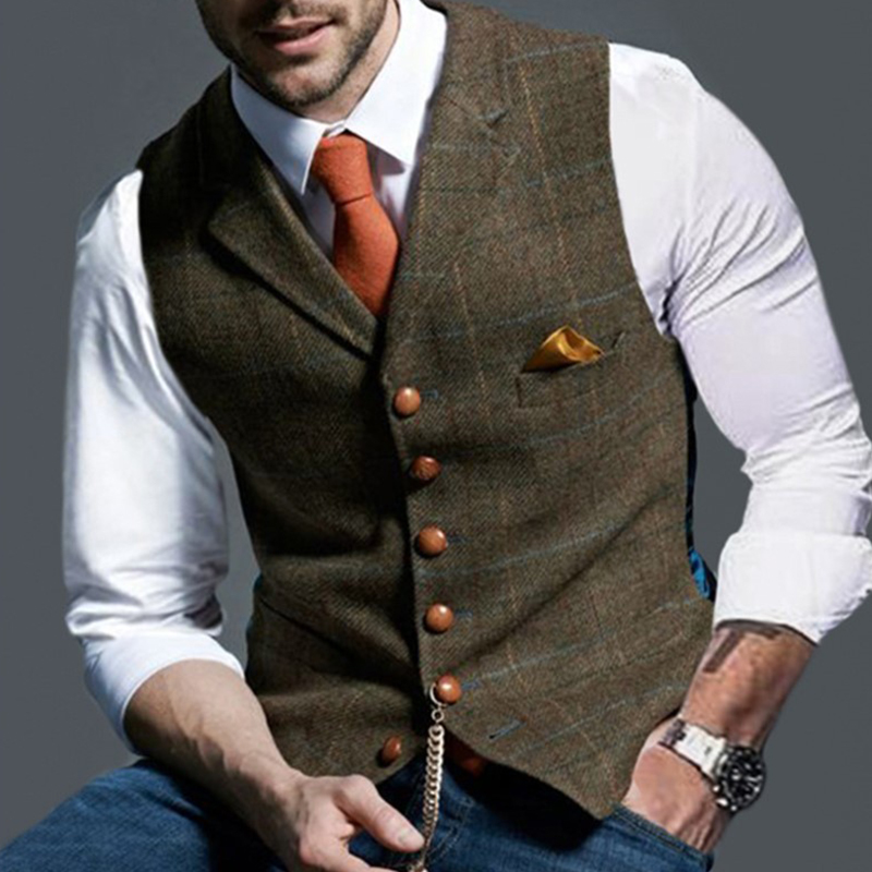 Rompi Pria Mode Kerah Jas Wol  - Formal Waistcoat Vest ulasan dan harga