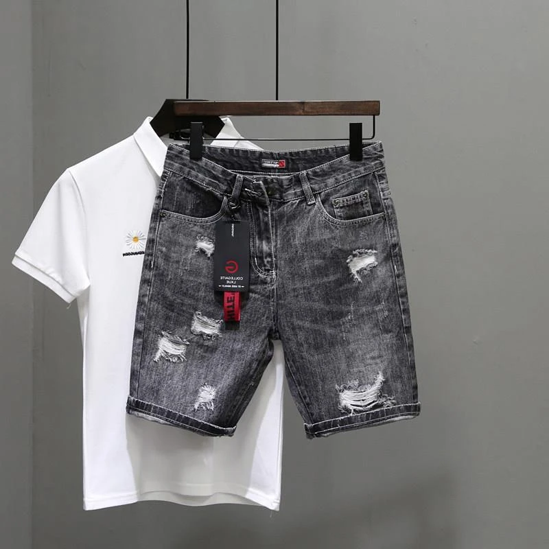 Celana Jeans pendek pria sobek - Mens Fashion Denim ulasan dan harga